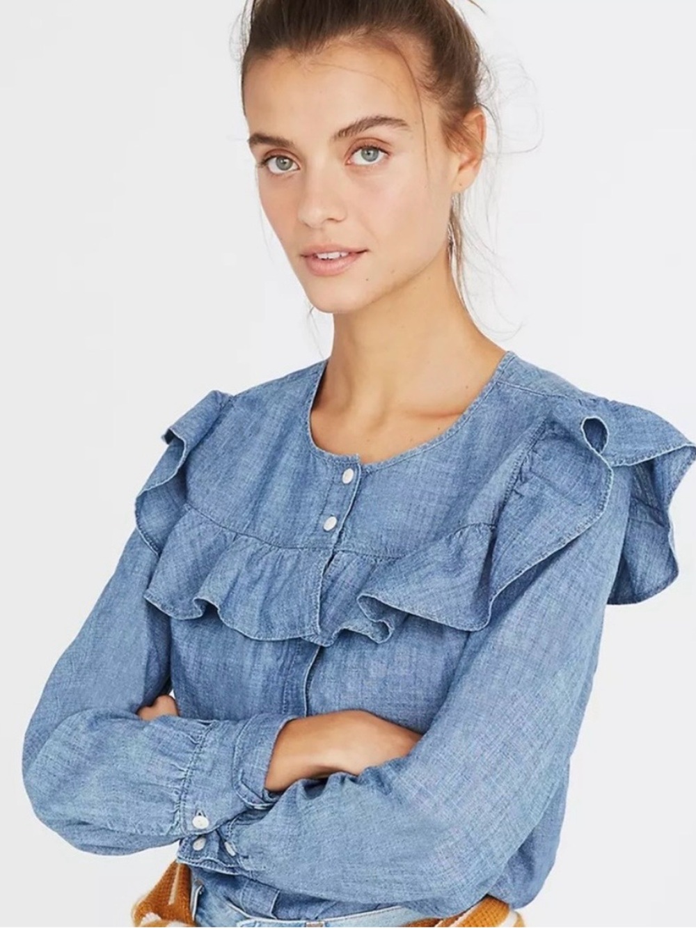Madewell Ruffle Chambray Button-Down